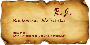 Raskovics Jácinta névjegykártya